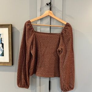 Brown Madewell Puff Sleeve Shirt